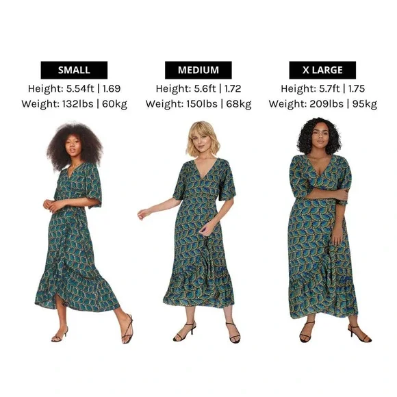 Silk & Salt Journey Maxi Wrap Dress African Peacock Print Green Blue NEW Medium - Picture 12 of 12